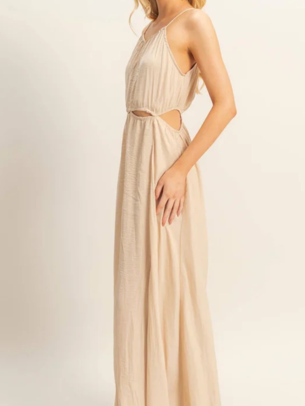 HYFVE Cream open back Halter Maxi Dress